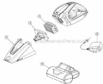 Page A Diagram and Parts List for BD10125  Dirt Devil Hand Vacuum